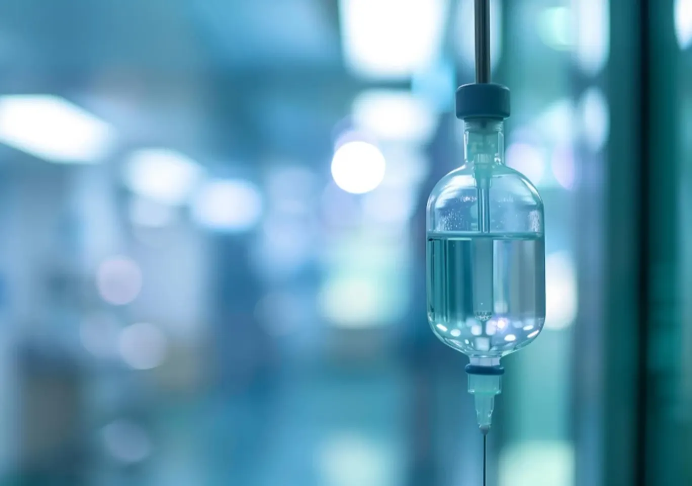 Detoks alkoholowy Złotoryja: butelka infuzyjna zawieszona w gabinecie
